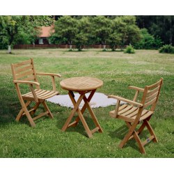 Suffolk Folding 2 Seater Teak Dining Set - 0.6m