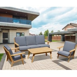 Eero Mid-Century Deep Seated Teak Garden Set with Footstool - 5 Seater