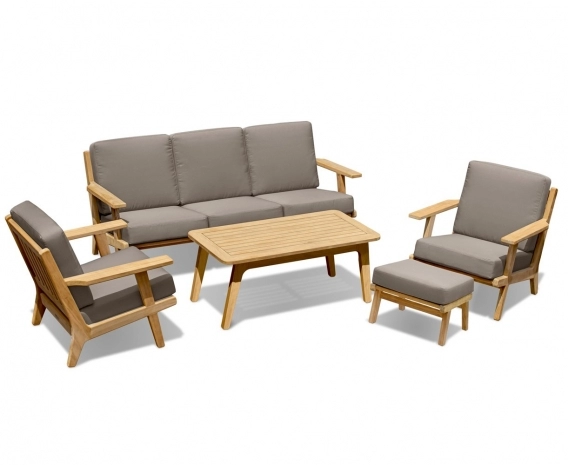 Eero Mid-Century Deep Seated Teak Garden Set with Footstool - 5 Seater