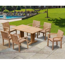 Cadogan Rectangular Table 1.5m and 6 Monaco Stacking Chairs