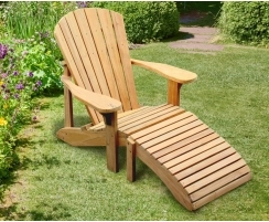 New England Teak Adirondack Chair & Leg Rest