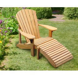 New England Teak Adirondack Chair & Leg Rest