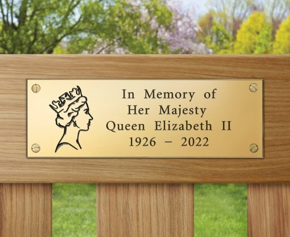 HM Queen Elizabeth II Engraved Brass Plaque (A) - 150x50mm