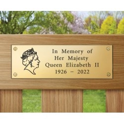 HM Queen Elizabeth II Engraved Brass Plaque (B) - 150x50mm