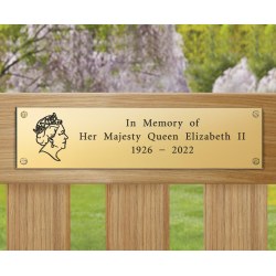 HM Queen Elizabeth II Engraved Brass Plaque (B) - 200x50mm