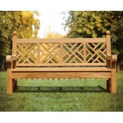 Chiswick 6ft Teak Lattice Decorative Bench – 1.8m