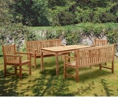 Sandringham Rectangular 1.5m Table & Windsor Benches & Chairs Set
