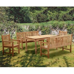 Sandringham Rectangular 1.5m Table & Windsor Benches & Chairs Set