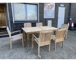 Balmoral 1.8m Table with 6 Bali Stacking Armchairs - Used: Good