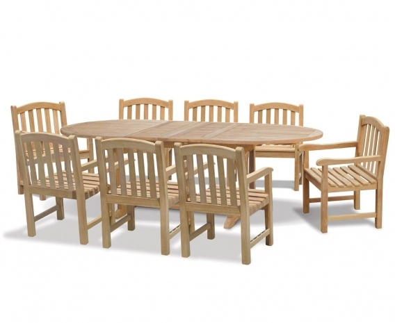 Brompton Drop Leaf Extending Table with 8 Clivedon Armchair Dining Set