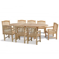 Brompton Drop Leaf Extending Table with 8 Clivedon Armchair Dining Set