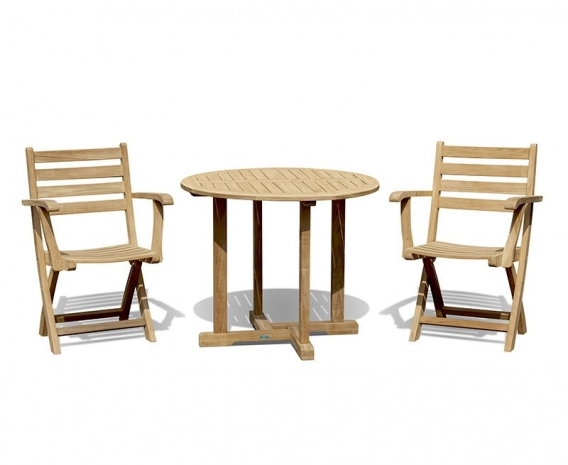 Canfield 90cm Round Table with 2 Suffolk Folding Chairs Dining Set