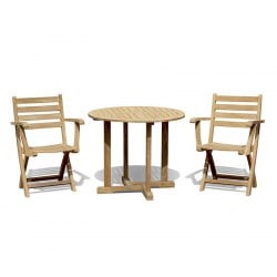 Canfield 90cm Round Table with 2 Suffolk Folding Chairs Dining Set