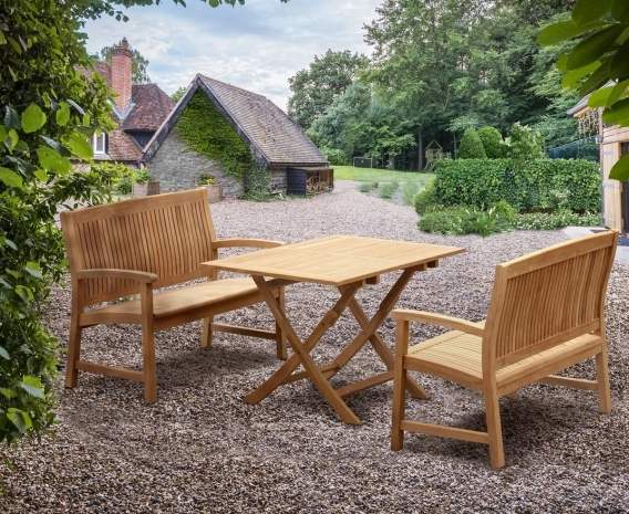 Rimini Folding Table with Stanford Benches Set