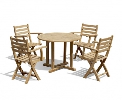 Canfield 1m Round Table with Folding Suffolk Chair Set