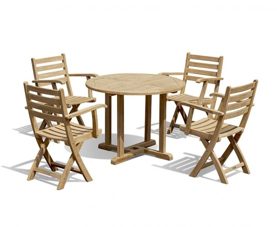 Canfield 1m Round Table with Folding Suffolk Chair Set