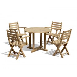 Canfield 1m Round Table with Folding Suffolk Chair Set