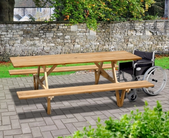 Wheelchair Accessible Picnic Table, Teak - 2.4m