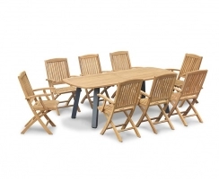 Disk 8-Seater Oval Table with Bali Folding Chairs Dining Set - 2.2m
