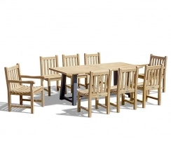 Bridgewater Trestle Table with 6 Windsor Chair Dining Set - 2m