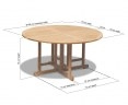 Berrington Round Teak Drop Leaf Patio Table – 1.5m