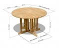 Berrington Teak Garden Drop Leaf Table, Round – 1.2m