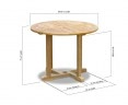 Canfield Teak Round Dining Table – 1m