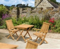 Rimini 2 Seater Teak Folding Set with Brompton Armchairs