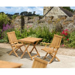 Rimini 2 Seater Teak Folding Set with Brompton Armchairs