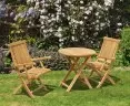 Suffolk Teak Folding Set with Round 0.7m Table & 2 Brompton Armchairs