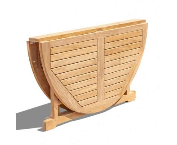 Berrington Round Teak Drop Leaf Patio Table –