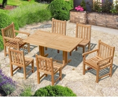 Belgrave 1.5m Teak Dining Table with 6 Windsor Chairs