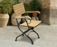 Classic Bistro Chair, Folding Armchair, Teak, Black