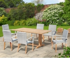 Belgrave 6 Seater Pedestal Table 1.8m and St. Tropez Stacking Chairs