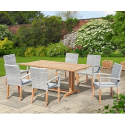 Belgrave 6 Seater Pedestal Table 1.8m and St. Tropez Stacking Chairs