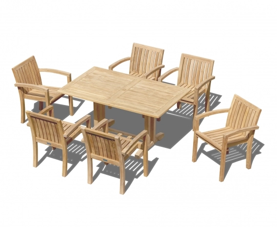 Belgrave 1.5m Teak Dining Table with 6 Monaco Stacking Chairs