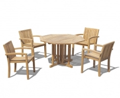 Berrington Octagonal 1.2m Table & 4 Monaco Stacking Chairs Set