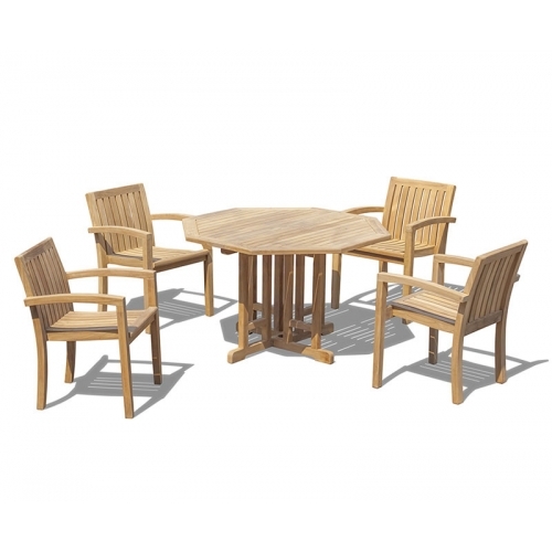 Berrington Octagonal 1.2m Table & 4 Monaco Stacking Chairs Set