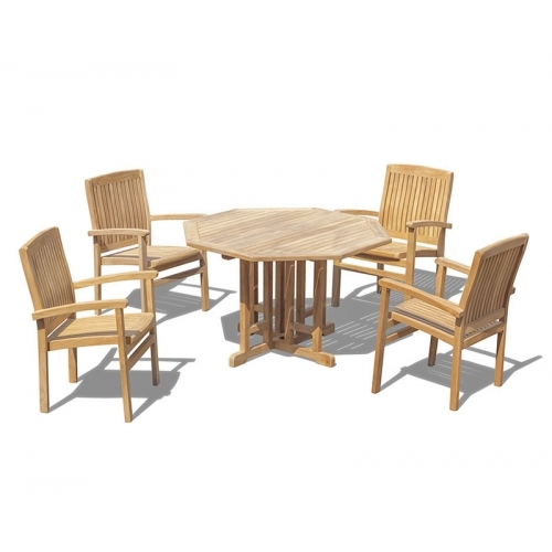 Berrington Octagonal Gateleg 1.2m Table with 4 Bali Stacking Chairs