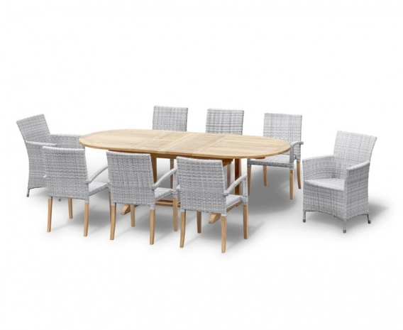 Brompton Extending 1.8 - 2.4m Table, 2 Riviera Armchairs & 8 St. Tropez Chairs