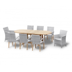 Brompton Extending 1.8-2.4m Set, 2 Riviera Chairs, 8 St. Tropez Chairs
