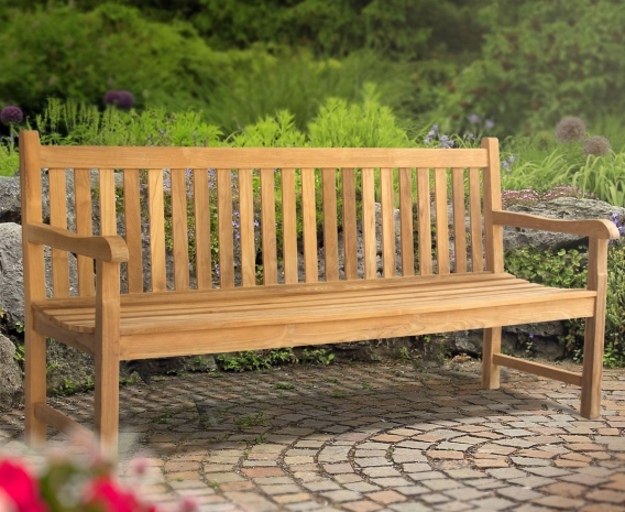Windsor 4 Seater Teak Garden Bench, 6ft Park Bench – 1.8m
