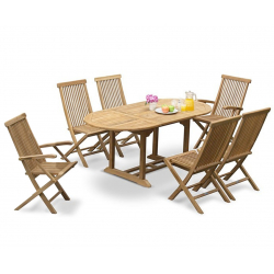 Brompton Bijou Extending 1.2 - 1.8m Table & 6 Ashdown Folding Chairs