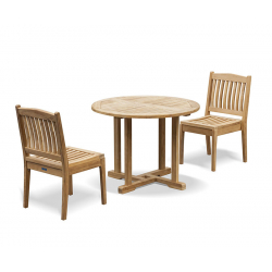 Canfield Round 1m Table and 2 Hilgrove Chairs Set