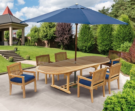 Brompton 6 Seater Extending Table 2-3m & Hilgrove Armchairs
