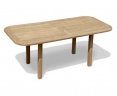 rounded rectangular 6 seater teak garden table and bench set