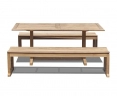 backless teak garden benches and table 8 seater set