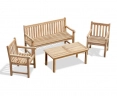 5 seater bench armchair teak outdoor dining set for garden
