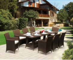 Riviera Rattan Dining Set with Rectangular 2.2m Table & 8 Armchairs