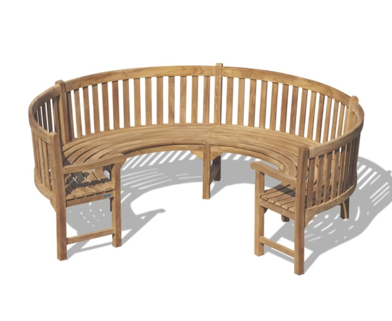 Henley Teak 3/4 Circular Garden Bench with Arms